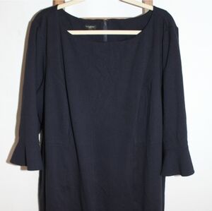 Talbots Dark Navy Long-Sleeve Shift Dress with Fluted Cuffs